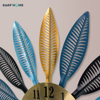 TaffHOME Jam Dinding Besi Elegan Eropa Silent Movement 45cm - WM-5 - Golden/Blue — gambar 4
