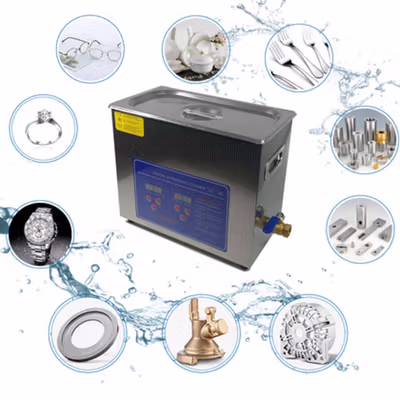 VEVOR Pembersih Perhiasan Ultrasonic Cleaning Machine 180W 6L - KZ-D6 - Silver — gambar 4