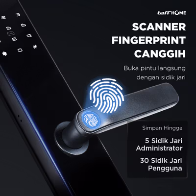 TaffHOME Smart Door Lock Fingerprint Password Bluetooth Card TTLock - B09TT - Black — gambar 4