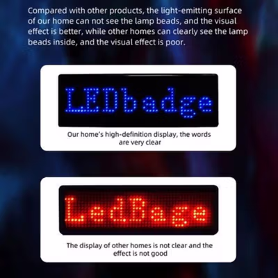 WITZY LED Badge Text Display Screen Bluetooth Red Text 9.8x0.8x2.2cm - W98 - Red — gambar 4