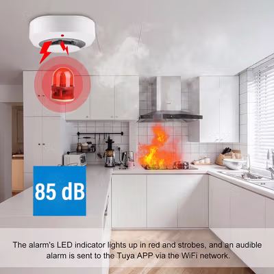 XIMIJI Smoke Detector Alat Pendeteksi Asap Kebakaran Tuya App 85dB Wi-Fi - PG-S11 - White — gambar 4
