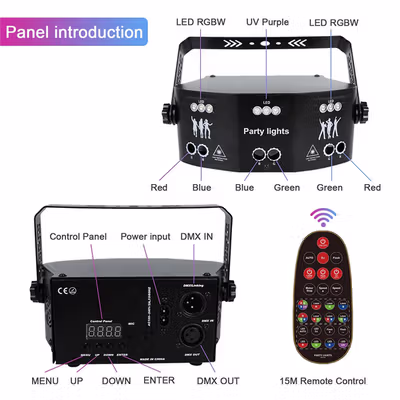 Alien Lampu Proyektor Disco Sensor Suara DMX512 240V 20W - AL15E - Black — gambar 4