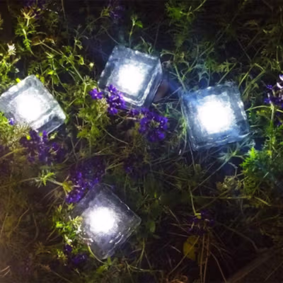DUTRIEUX Lampu Taman Outdoor Tanam Ice Brick Solar Panel IP45 LED 0.2W White Light - DT106 - Transparent — gambar 4