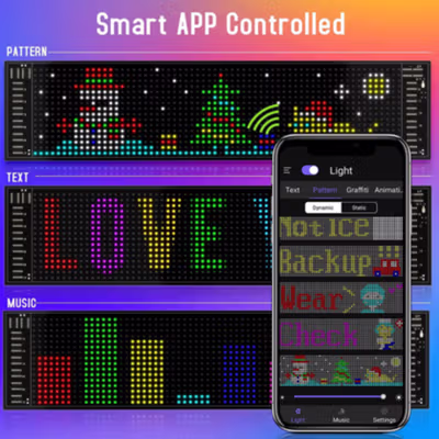 RYDOX LED Matrix Panel Bluetooth Colorful Display Kit 5V 37.2x9cm - RD1664 - Black — gambar 4