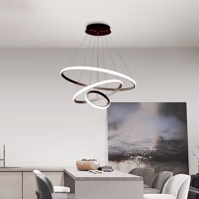 SINOMAN Lampu Gantung Hias Nordic 3 Ring Dimmable 3 Color 60W 220V - SN-60 - White/Black — gambar 4