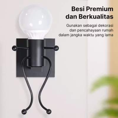 STDJ Lampu Hias Dinding Indoor Modern E27 Warm White 4000K 7W Sitting Person - S165 - Black — gambar 4