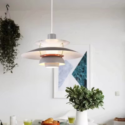 TaffLED Lampu Gantung Hias Flower Light 3 Color E27 12W 30cm - HLE27 - Gray — gambar 4
