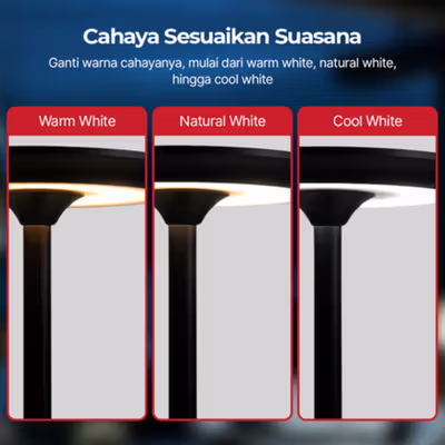 TaffLED Lampu Meja Hias Desk Lamp Restaurant Bar USB 3in1 Color - TW54 - Black — gambar 4