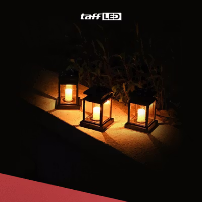 TaffLED Lampu Taman Hias Lentera Solar Power Waterproof Warm White - EM301 - Black — gambar 4