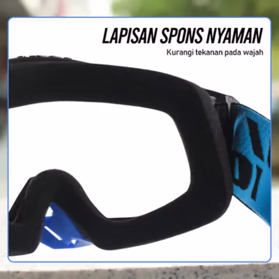 TaffSPORT Kacamata Helm Motor Goggles UV400 Protection Windproof Clear - UV400 - Blue — gambar 4