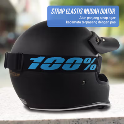 TaffSPORT Kacamata Helm Motor Goggles UV400 Protection Windproof Reflective - UV400 - Blue — gambar 4