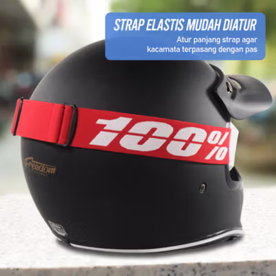 TaffSPORT Kacamata Helm Motor Goggles UV400 Protection Windproof Reflective - UV400 - White/Red — gambar 4