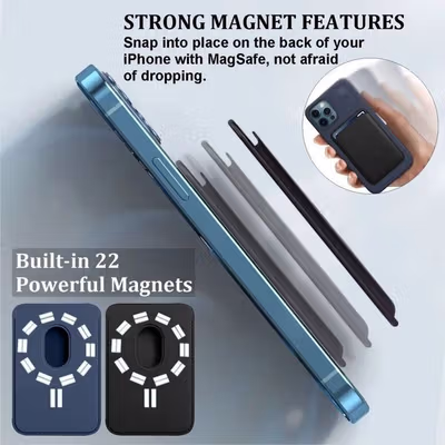 WEAMO Dompet Kartu Magnetic Card Holder MagSafe PU Leather for iPhone - WM-95 - Black — gambar 4