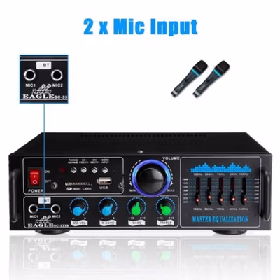 EAGLE Audio Amplifier Bluetooth HiFi SD Card USB Dual Mic 160W - AV-016BT - Black — gambar 4
