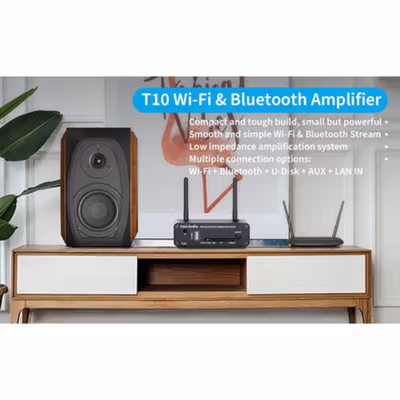 Fosi Audio WiFi & Bluetooth 5.0 Amplifier 2 CH with Remote - T10 - Black — gambar 4
