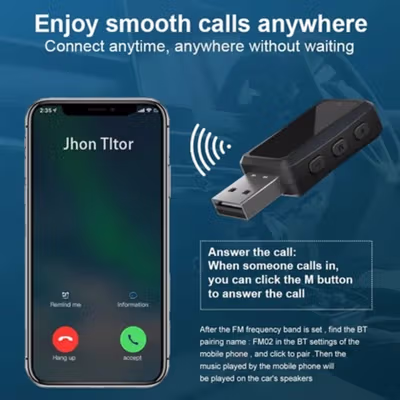 Kebidumei Bluetooth Adapter Transmitter 6.0 USB Dongle - FM02 - Black — gambar 4