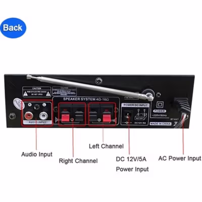TaffSTUDIO Audio Amplifier Bluetooth HiFi DSP Mic Input 2 Channel - BT-198A - Golden — gambar 4