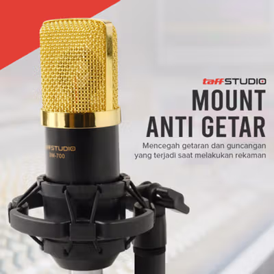 TaffSTUDIO Mikrofon Kondenser XLR Condenser Microphone Studio Podcast - BM-700 - Black — gambar 4