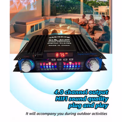 VODOOL Audio Amplifier HiFi Bluetooth 5.0 Stereo 4 Channel 1600W - BT-998 - Black — gambar 4