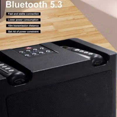 Yism Speaker Bluetooth Portable Karaoke with Wireless Microphone - WJ-A830 - Black — gambar 4