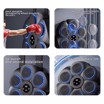 VKTECH Mesin Tinju Music Boxing Machine Wall Target Bluetooth 18 Speed - V18 - Black — gambar 4