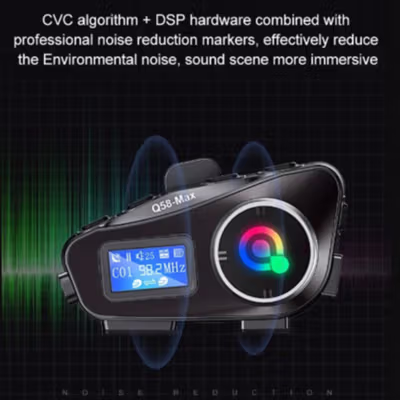 EG Intercom Helm Bluetooth Headset 2 Riders Bahasa Indonesia 1000mAh - Q58-Max - Black — gambar 4