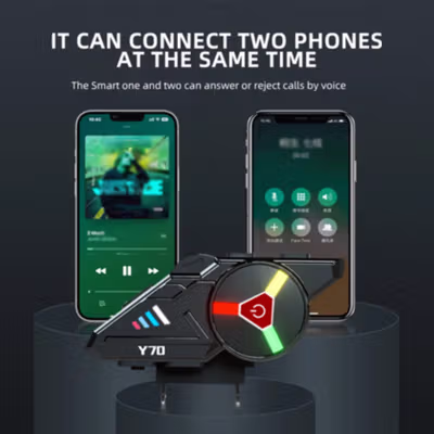 Kebidumei Headset Helm Bluetooth Music RGB IPX6 2000mAh - Y70 - Black — gambar 4