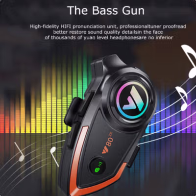 Kebidumei Intercom Helm Bluetooth Headset 2 Riders Music IP67 1000mAh - Y80 2X - Black — gambar 4