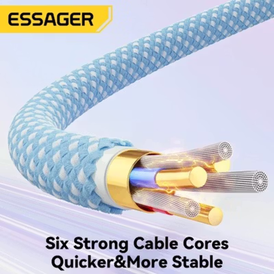 ESSAGER Kabel Data USB Type C Fast Charging Braided 100W 7A 3M - ES-X46 - Black — gambar 4