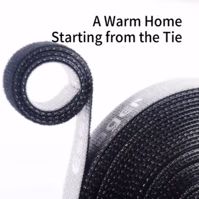 ESSAGER Pengikat Kabel Velcro Strap Organizer Wire Winder Tearable 1M - EXD-LX01 - Black — gambar 4