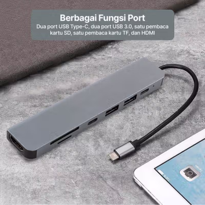 IPHub USB Type-C Hub Adaptor HDMI USB 3.0 USB Type C - YG-2121 - Gray — gambar 4