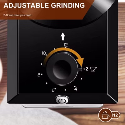 Trieste Penggiling Kopi Elektrik Coffee Bean Grinder 28 Level - CBG-8001 - Black — gambar 4
