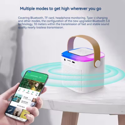 EGOLDEN Speaker Bluetooth Portable Karaoke with Wireless Microphone - Y1 - Cream — gambar 4