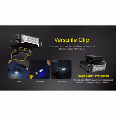 NITECORE Senter Klip Adjustable Clip Flashlight IPX4 45 Lumens - CL10 - Black — gambar 4