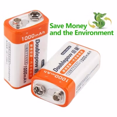 Doublepow Baterai Isi Ulang 9V Rechargeable Li-Ion 1000mAh 1 PCS - White — gambar 4