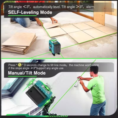 Taffware Laser Level Green Beam 4D 16 Line Alarm Remote Smart App - HG4D - Blue — gambar 4