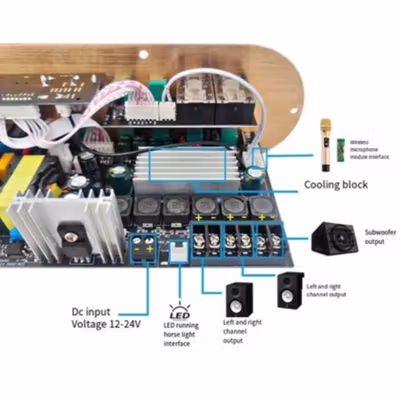 WOOPKER Amplifier Board Audio Bluetooth USB 2.1 Channel 12-24V - D900 - Golden — gambar 4