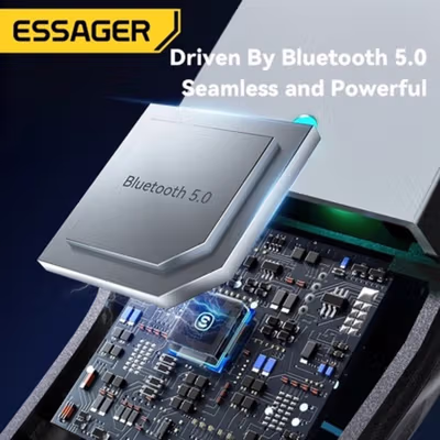 ESSAGER Audio Bluetooth Receiver Adapter 5.0 USB AUX Spring Wire - EBT-YH01-P - Black — gambar 4