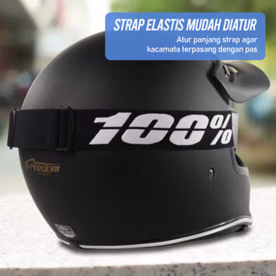 TaffSPORT Kacamata Helm Motor Goggles UV400 Protection Windproof Clear - UV400 - Black — gambar 4