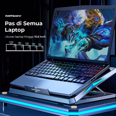 Taffware MC Cooling Pad Laptop Gaming Kipas Pendingin 6 Fan 15.6 Inch - Q3 - Black — gambar 4