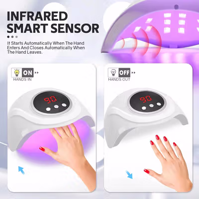 SUN Pengering Kutek UV Lamp Nail Dryer Sensor LCD Display 72W 24 LED - S4 - White — gambar 4