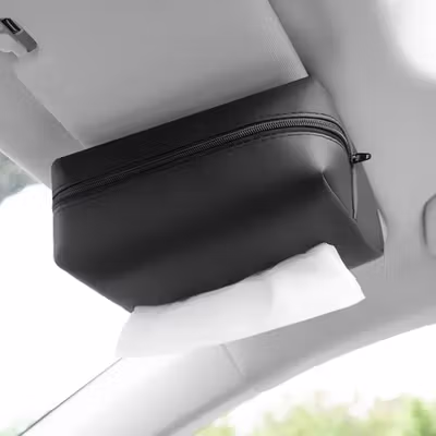 TRAVELY Tempat Tisu Mobil Multiplace Kulit Tissue Box Organizer - EA30 - Black — gambar 3