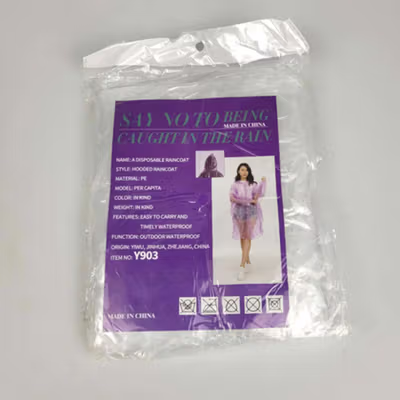 Jas Hujan Plastik Sekali Pakai Poncho Disposable Raincoat - Y903 - Transparent — gambar 5