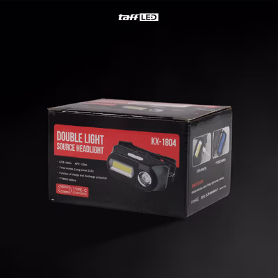 TaffLED Senter Kepala Headlamp LED Waterproof 180 Lumens - KX-1804 - Black — gambar 5