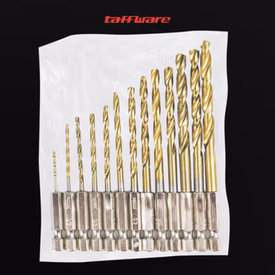 Taffware Mata Bor Power Drill Steel Titanium Hex Shank 13 PCS - SV-VDB13 - Golden — gambar 5