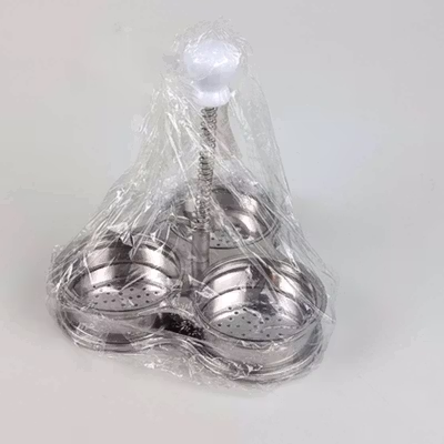 AMMBER Alat Rebus Telur 3 Slot Non-Stick Perforated Hole Egg Poacher - YD16 - Silver — gambar 5