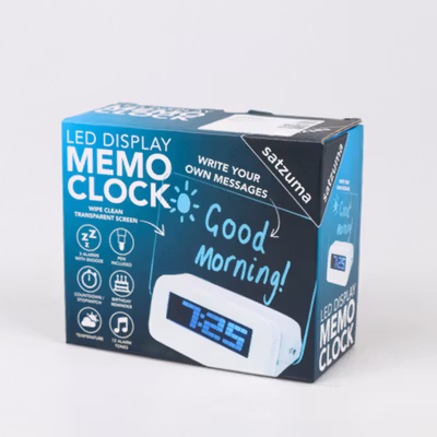 Satzuma Jam LCD Display Alarm Clock with Memo Board - 003 - White — gambar 5
