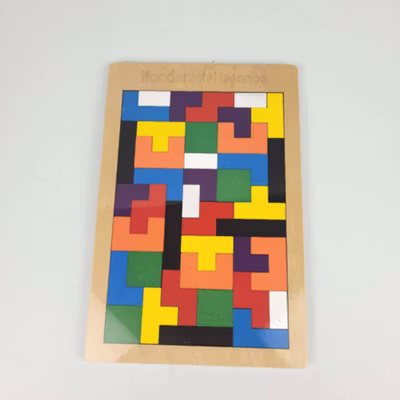 Mainan Puzzle Tangram Tetris Wooden Intelligence - WO01 - Multi-Color — gambar 5