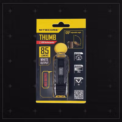 NITECORE Dual Color LED USB Rechargeable Keychain Light - THUMB - Black — gambar 5