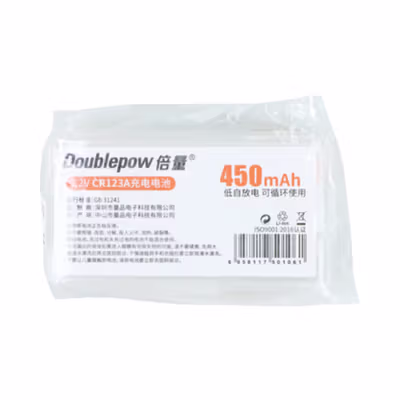 Doublepow Baterai Isi Ulang CR123A Li-Ion Button Top 450mAh 3.2V 2 PCS - No Color — gambar 5